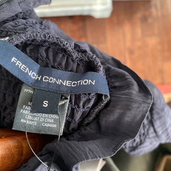 French Connection Boza Ruffle Neck Blouse, Utility Blue - Picture 9 of 14